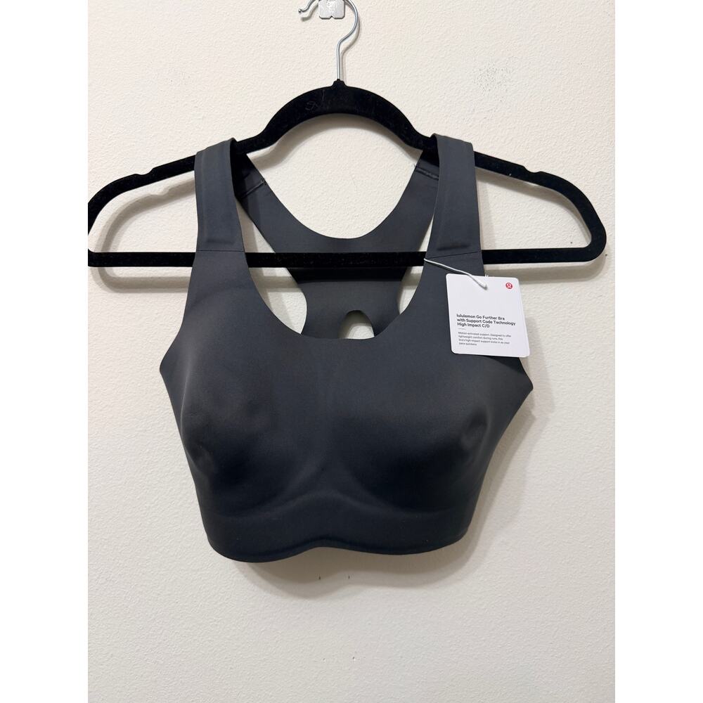 NWT Lululemon Go Further Bra High impact C/D cup Graphite Grey sz XS $98 MSRP